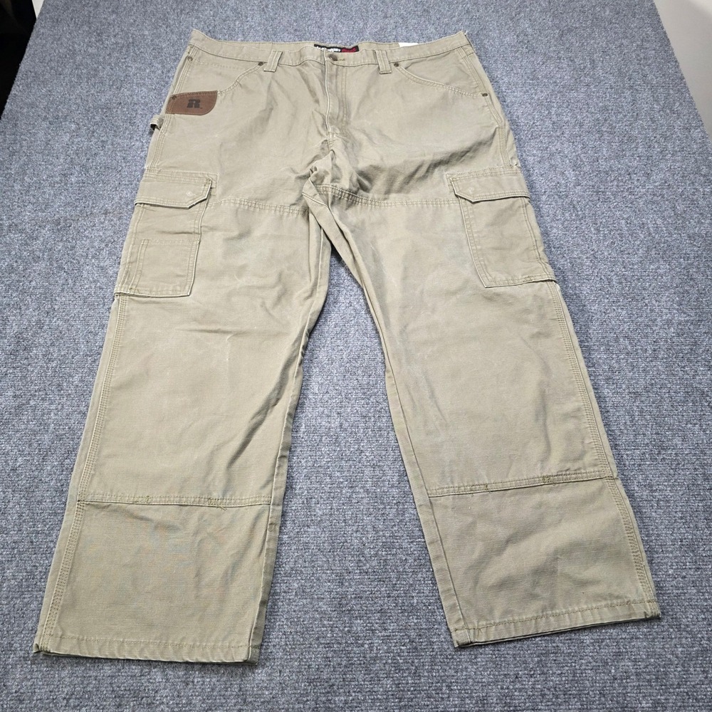 Wrangler Riggs Workwear Men Khaki Cargo Pants Relaxed Fit 42x30 Cotton